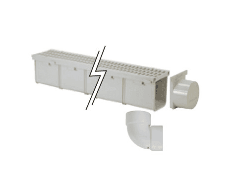 Connect elbow to drain on 3 in. Pro Series Channel Drain