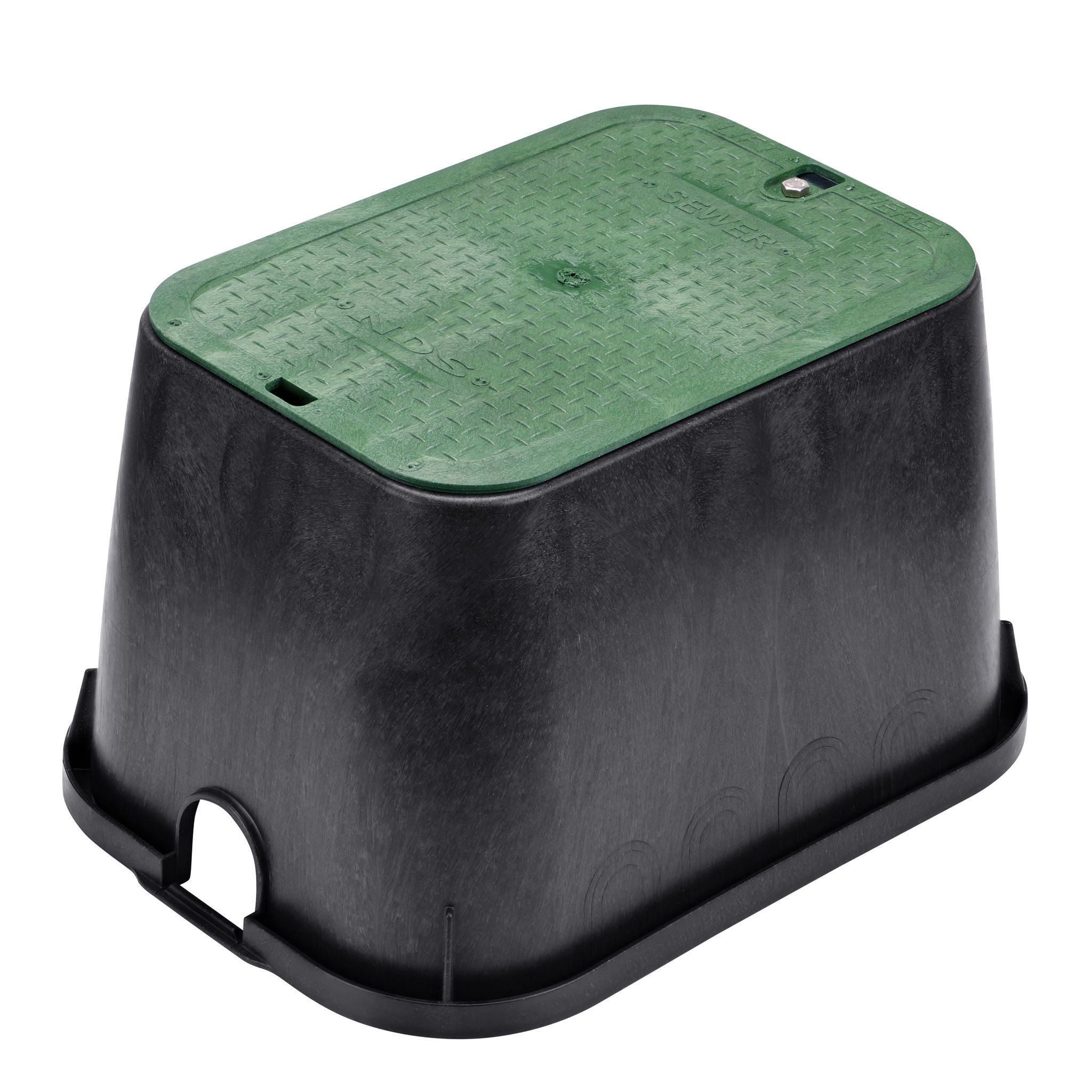 14 in. X 19 in. Rectangular Standard Series Valve Box and Cover, 12 in. Height, Black Box, Green Sewer Cover, Includes Bolt