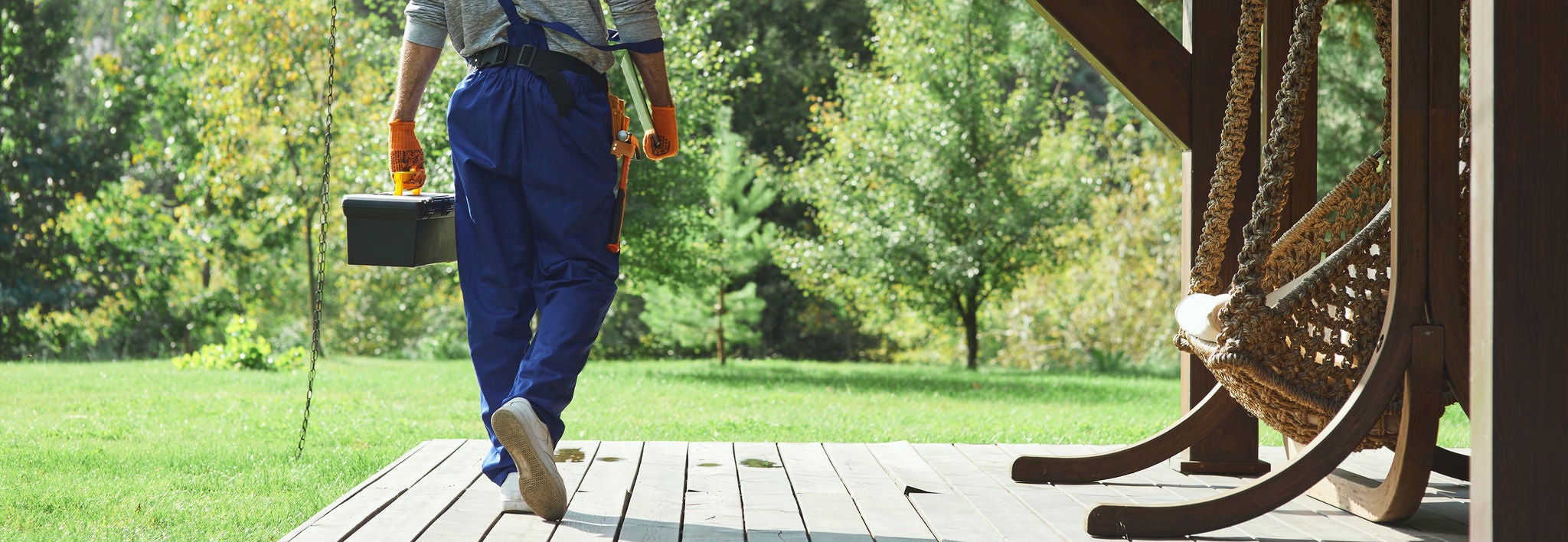 Person walking to the yard to fix irrigation