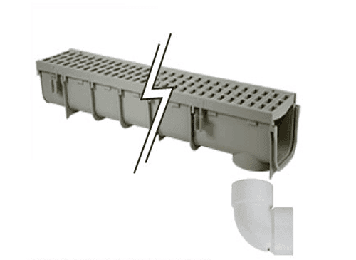 Connect elbow to drain on 5 in. Pro Series Channel Drain