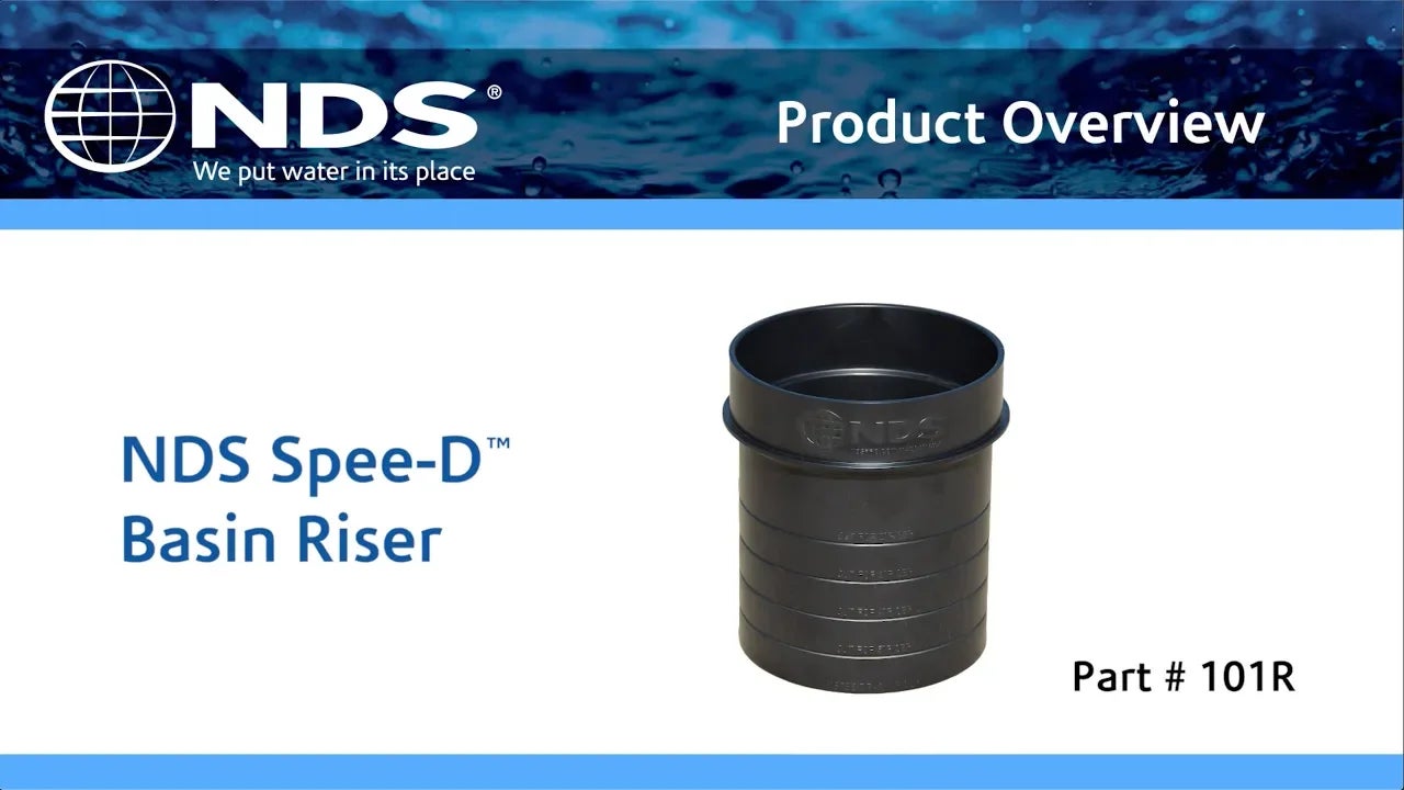 The NDS Spee-D® Basin Riser is a convenient way to add from 2" to 6" riser height to top of any NDS Spee-D Basin. Works with all Spee-D Basin-compatible grates and Pop-Up Emitters. Can be cut to desired height in 1" increments using integrated cut guidelines. Riser allows for deeper basin outletting, positive drainage in a series of basins and proper soil-cover depths when using a basin with EZflow engineered French drain.