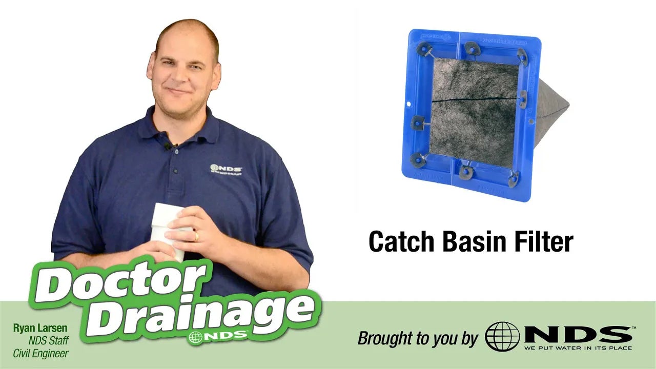 In this video Dr. Drainage tells you about the NDS Catch Basin Filter.  The catch basin filter will prevent sand, dirt, or other debris from clogging your drainage system. The filter is removable and cleanable, making it easy to maintain.