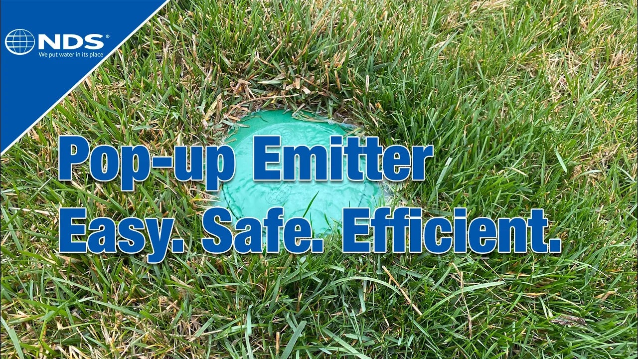 Water collected upstream is conveyed downstream through drain pipes and directed to the NDS Pop-up Emitter for release in a water-safe area.