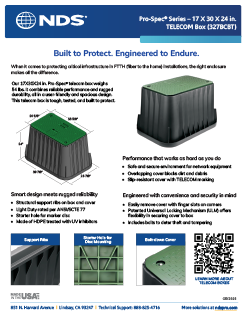 NDS 17 in. X 30 in. X 24 in. Rectangular Pro-Spec® Series Telecom Box and Cover Sell Sheet
