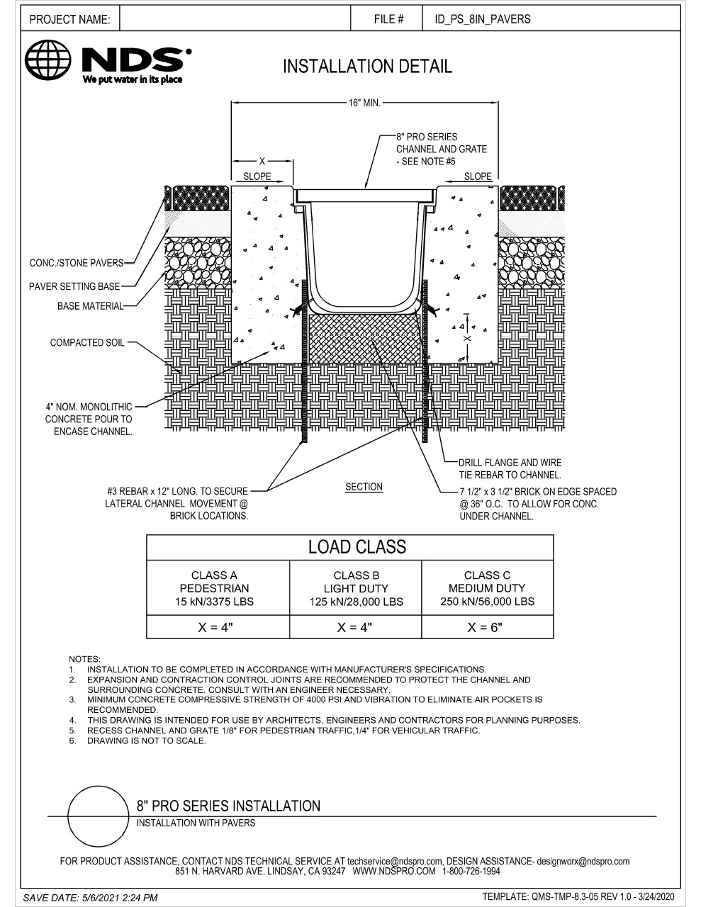 NDS 8 in. Pro Series Channel Drains & Grates Pavers Installation Details