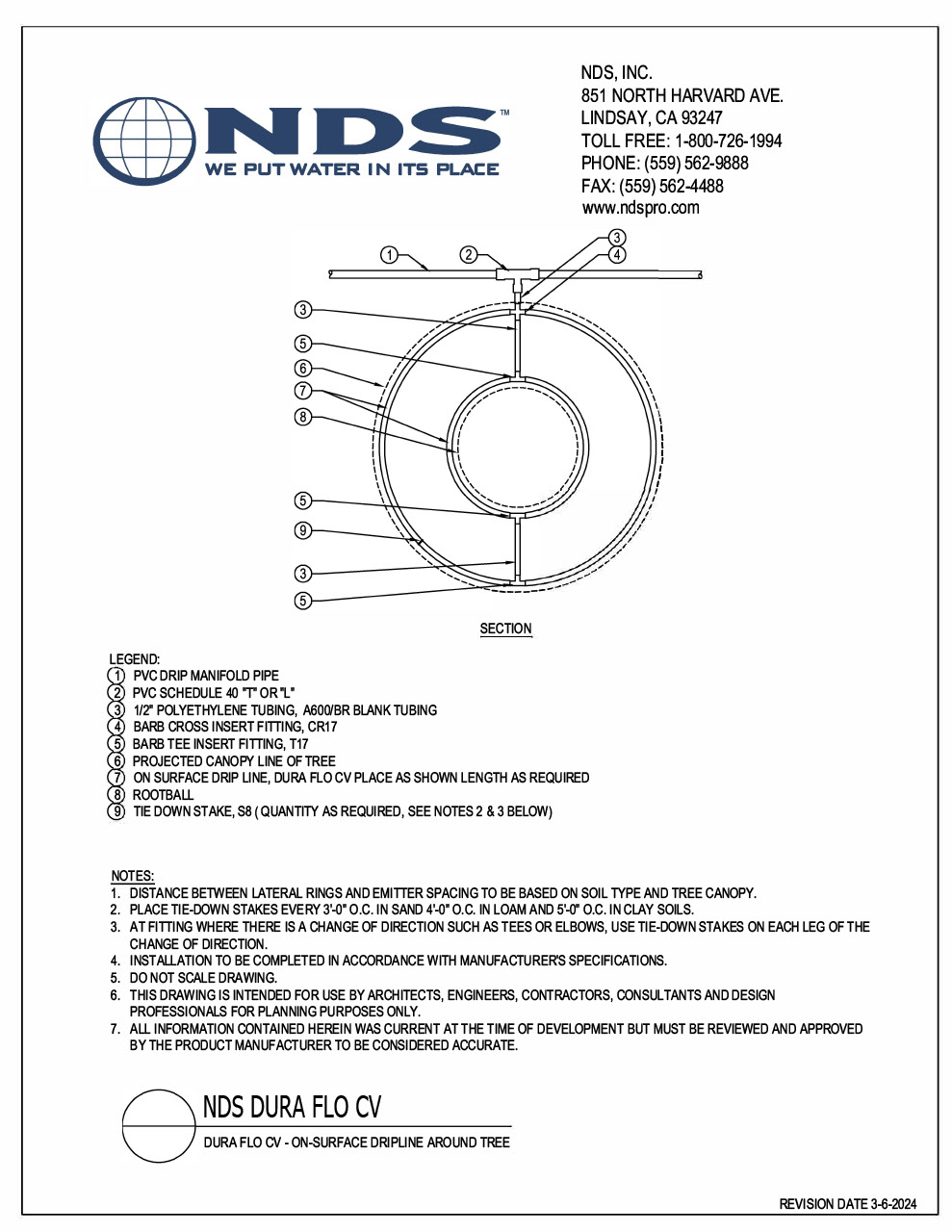 NDS Dura Flo™ Check Valve Dripline Around Tree Installation Detail