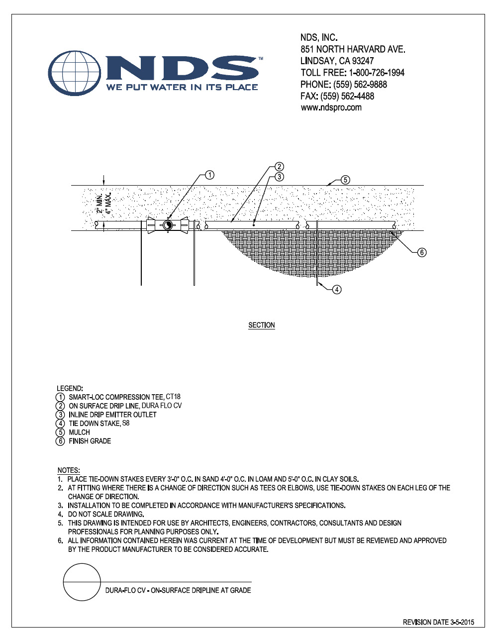 NDS Dura Flo™ Check Valve Dripline At Grade Installation Detail