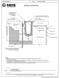 NDS Dura Slope® Channel Drains Pool Deck Installation Detail