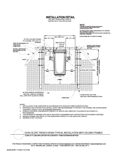 NDS Dura Slope® Channel Drains with Frame Load D Concrete Foam Installation Detail