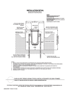 NDS Dura Slope® Channel Drains with Frame Load D Concrete Rebar Installation Detail