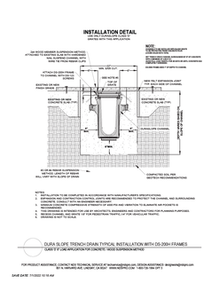 NDS Dura Slope® Channel Drains with Frame Load D Concrete Wood Installation Detail