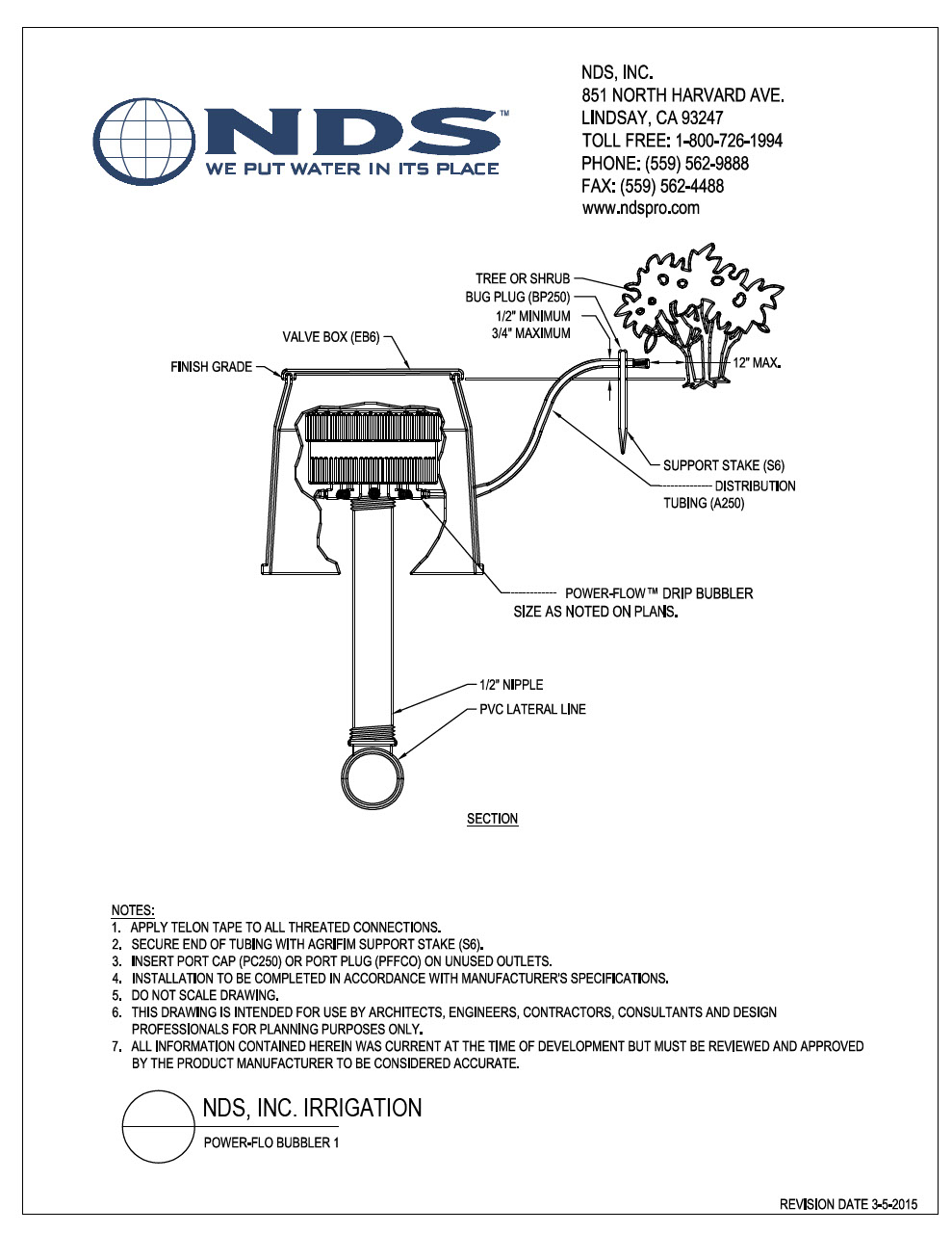 NDS Hydroport® Watering Manifold 1 Installation Detail