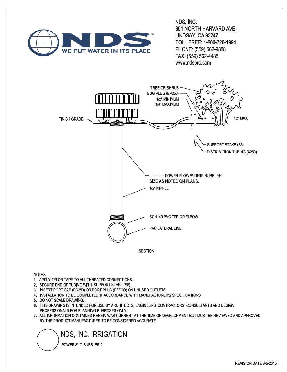 NDS Hydroport® Watering Manifold 2 Installation Detail
