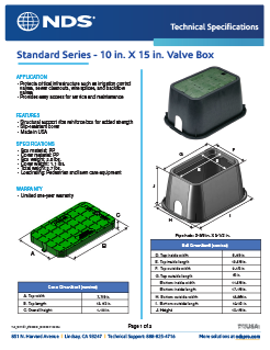 NDS 10 in. X 15 in. Rectangular Standard Series Valve Boxes & Covers Tech Spec