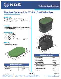 NDS 8 in. X 14 in. Oval Standard Series Black Valve Box and Green Control Drop-in Cover Tech Spec