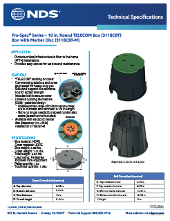 NDS 10 in. Round Pro-Spec® Series Telecom Boxes & Covers Tech Spec