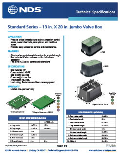 NDS Standard Series 13" x 20" Rectangular Valve Box & Covers Tech Spec