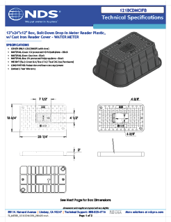 NDS 13 in. X 24 in. Rectangular Meter Box and Drop-in Cover, 12 in. Height, Black Box, Black Water Meter Cover with Cast Iron Reader, Includes Bolt Tech Spec