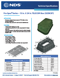 NDS 13 in. X 24 in. Rectangular Pro-Spec® Series Telecom Boxes & Covers Tech Spec