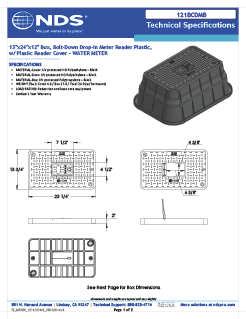 NDS 13 in. X 24 in. Rectangular Meter Box and Drop-in Cover, 12 in. Height, Black Box, Black Water Meter Cover with Plastic Reader, Includes Bolt Tech Spec
