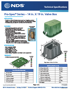 NDS 14 in. X 19 in. Rectangular Pro-Spec® Series Valve Boxes & Covers Tech Spec