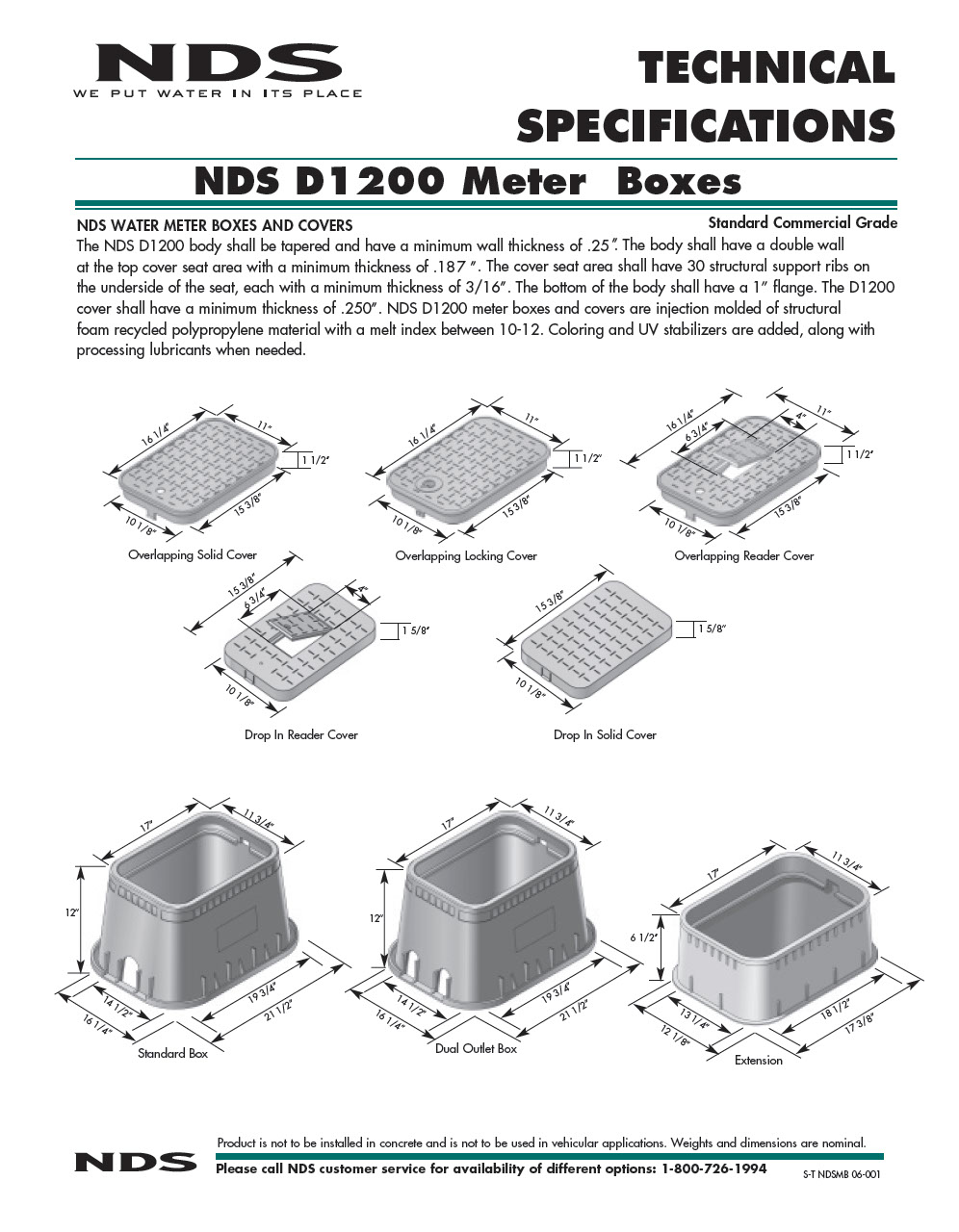 NDS 14 in. X 19 in. Rectangular Standard Series Meter Boxes & Covers Tech Spec