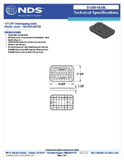 NDS 14 in. X 19 in. Rectangular D1200 Meter Box Cover, Black Water Meter Tech Spec