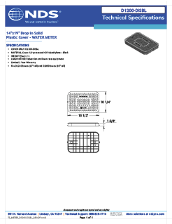 NDS 14 in. X 19 in. Rectangular D1200 Meter Box Drop-in Cover, Black Water Meter Tech Spec