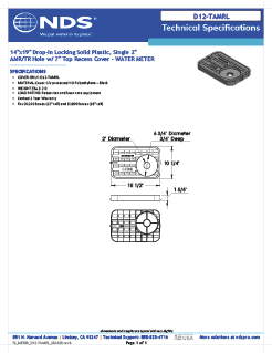 NDS 14 in. X 19 in. Rectangular Meter Box Drop-in Locking AMR Cover, Black Water Meter with 2 in. Touch Reader Hole, 7 in. Recess Tech Spec