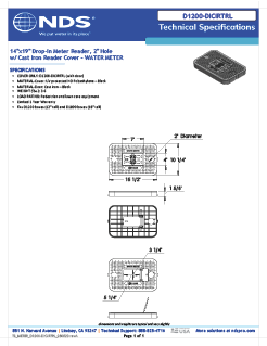 NDS 14 in. X 19 in. Rectangular D1200 Meter Box Drop-in Cover, Cast Iron Water Meter with Touch Reader Tech Spec