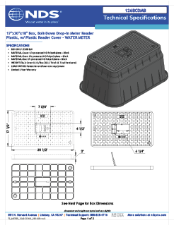 NDS 17 in. X 30 in. Rectangular Meter Box and Drop-in Cover, 18 in. Height, Black Box, Black Water Meter Cover with Plastic Reader, Includes Bolt Tech Spec