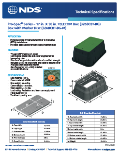 NDS 17 in. X 30 in. Rectangular Pro-Spec® Series Telecom Boxes & Covers Tech Spec