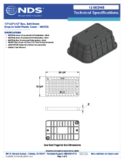 NDS 17 in. X 30 in. Rectangular Meter Box and Drop-in Cover, 15 in. Height, Black Box, Black Water Meter Cover, Includes Bolt Tech Spec