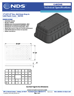 NDS 17 in. X 30 in. Rectangular Meter Box and Drop-in Cover, 15 in. Height, Black Box, Black Water Meter Cover, Includes Bolt Tech Spec