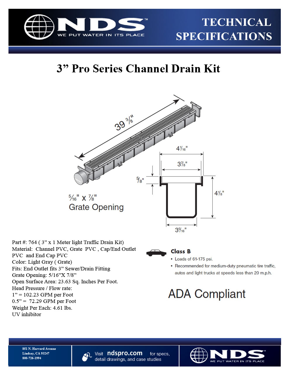 3" Pro Series Channel Drain Kit