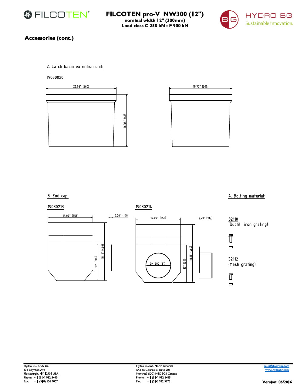 NDS BG-FILCOTEN® Trench Drain Catch Basin and End Caps Tech Spec