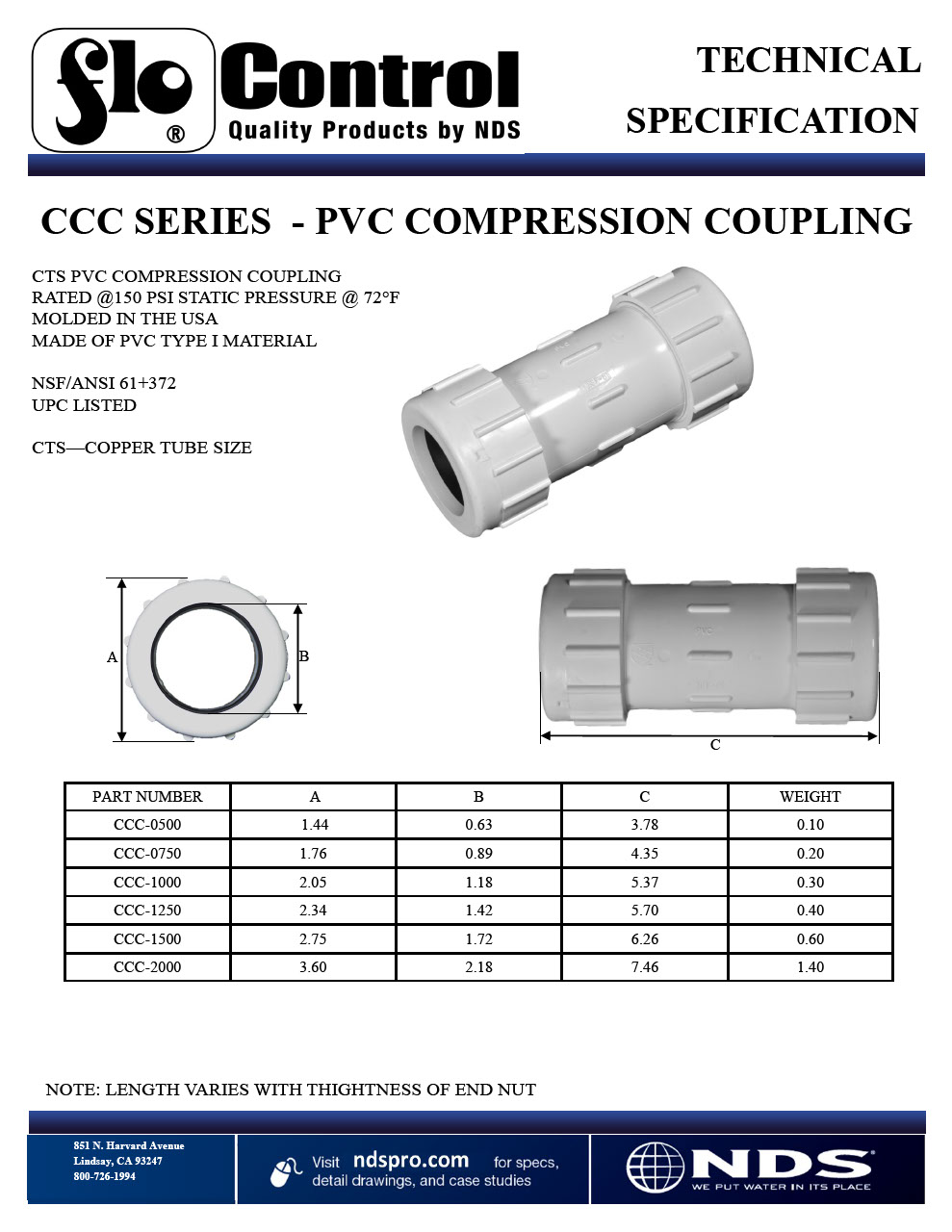NDS CTS Compression Coupling Tech Spec