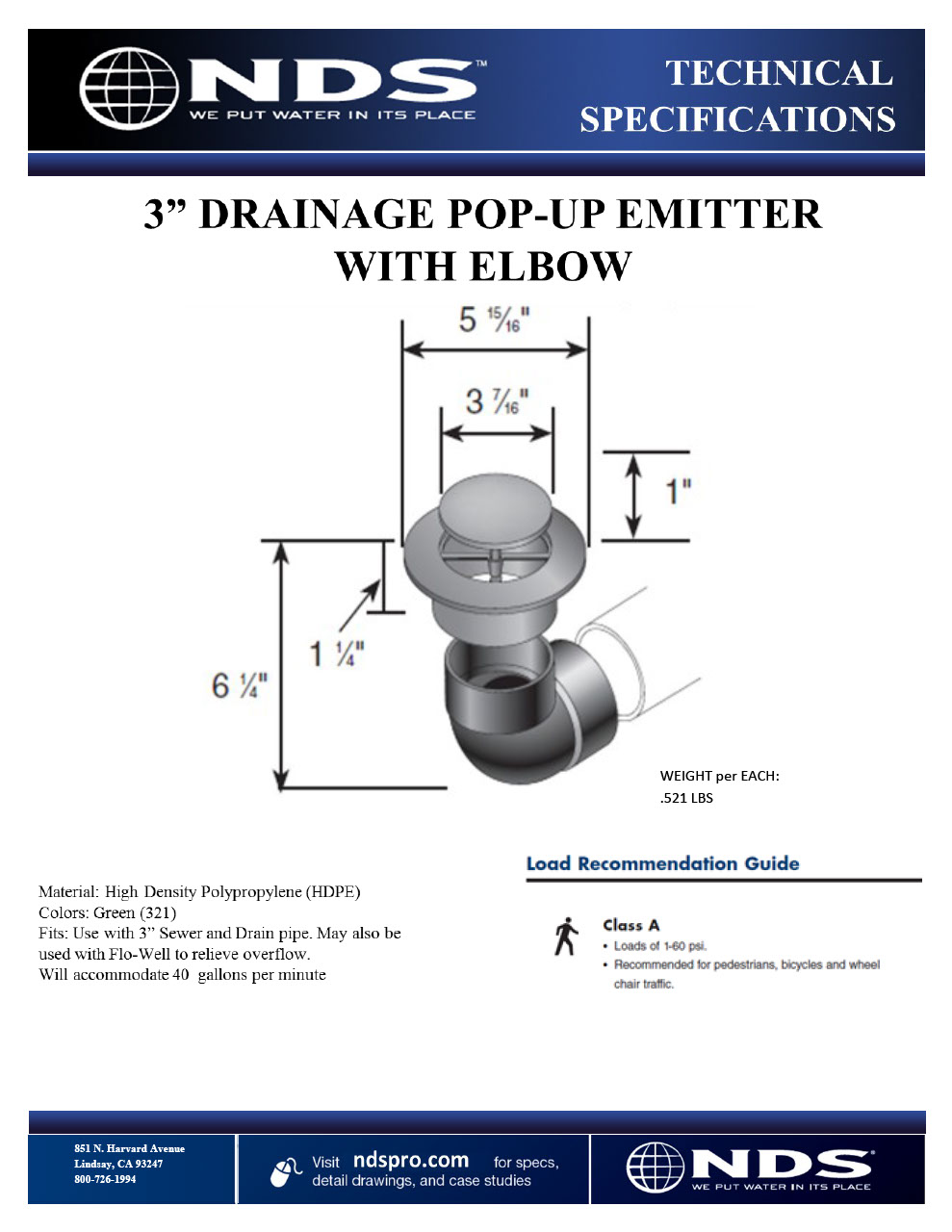 3" Drainage Pop-Up Emitter with Elbow