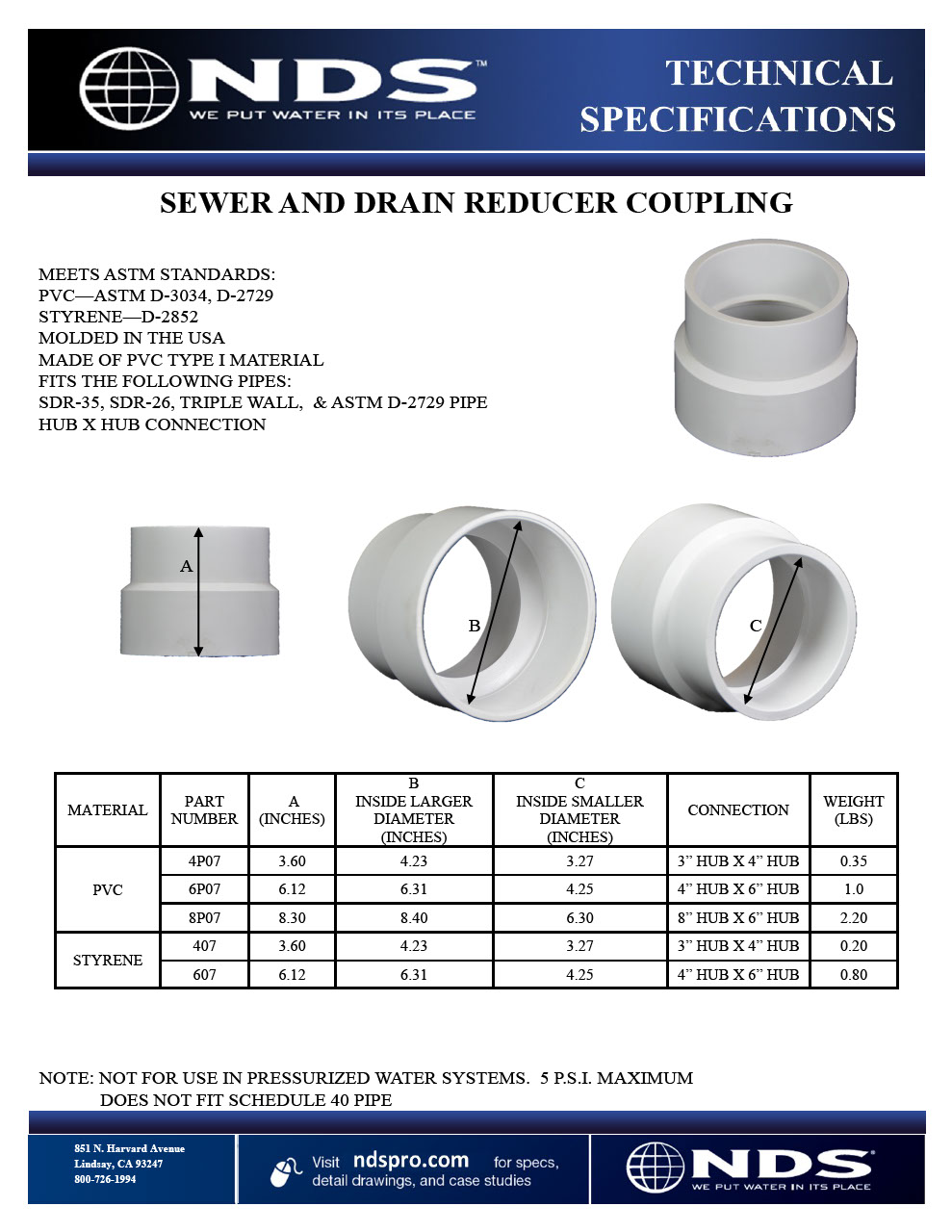 NDS S&D Increaser/Reducer Couplings Tech Spec