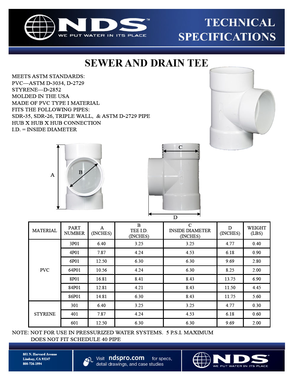 NDS S&D Tees Tech Spec