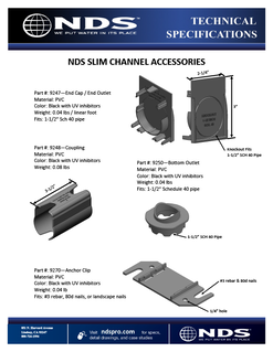 NDS Slim™ Channel Drain Accessories Tech Spec