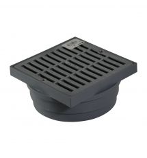 6" Square Grate with Adapter, Gray