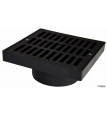6" x 6" x 4" Square Grate and Pipe Adapter, Black