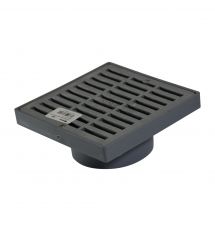 6" x 6" x 4" Square Grate and Pipe Adapter, Gray