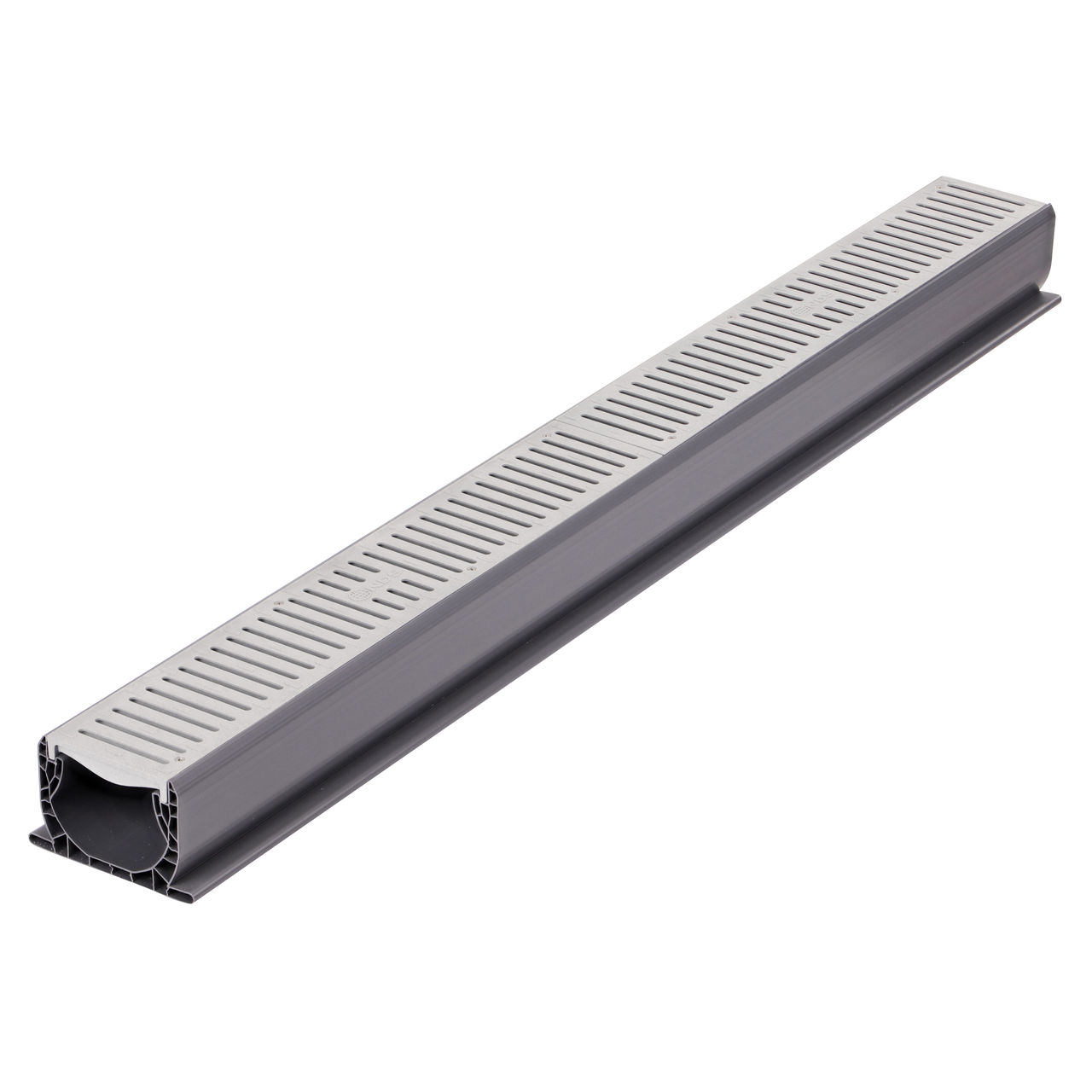 The NDS Spee-D® Channel Drain Grate in Gray Plastic (NDS 241) fits on the NDS Spee-D® Channel Drain
